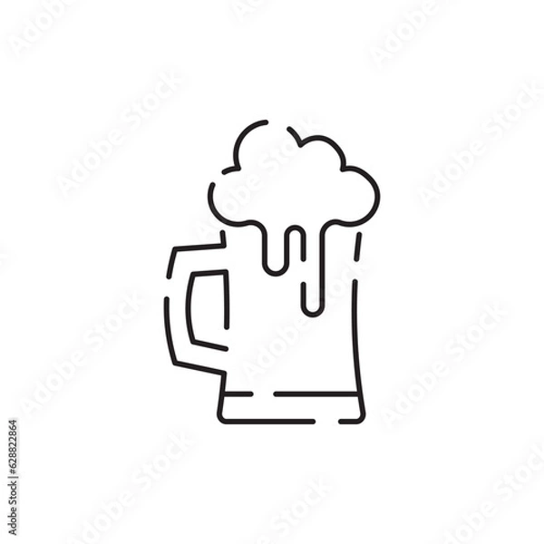 Fototapeta Beer Line Icon. Contains such Icons as Barrel, Six-pack, Keg, Signboard, Mug, drinks. Alcohol pub or bar glass. Two glasses of beer toasting creating splash on white background. Vector illustration