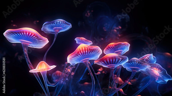 Obraz Abstract Neon Mushrooms
