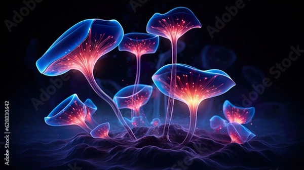 Obraz Abstract Neon Mushrooms