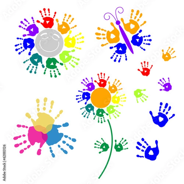 Obraz Set elements for design of handprints