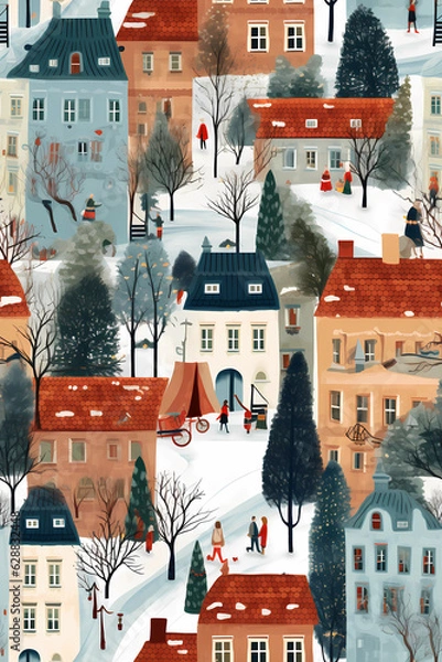 Obraz winter in the city pattern