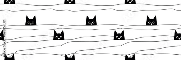 Fototapeta Cute Cat Cartoon Vector Seamless Pattern.