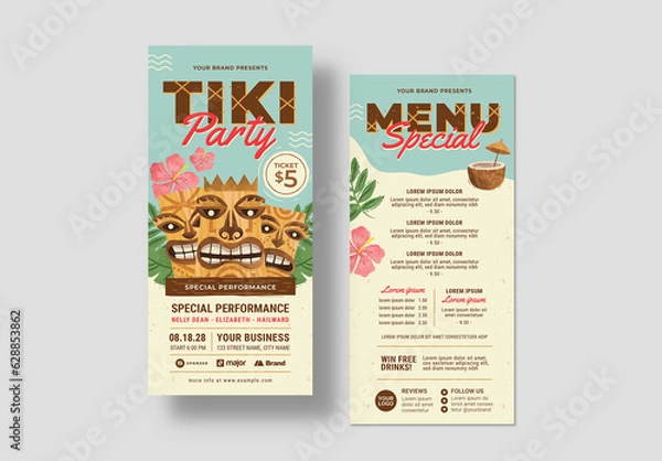 Obraz Tiki Bar Luau DL Card Flyer Layout