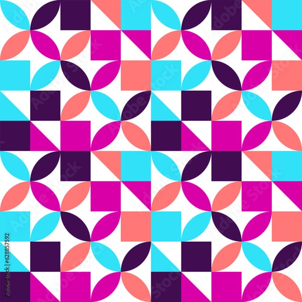 Fototapeta Geometric Mosaic Abstract Pattern Decorative Ornament Background Wall Vector Illustration Black Purple Blue
