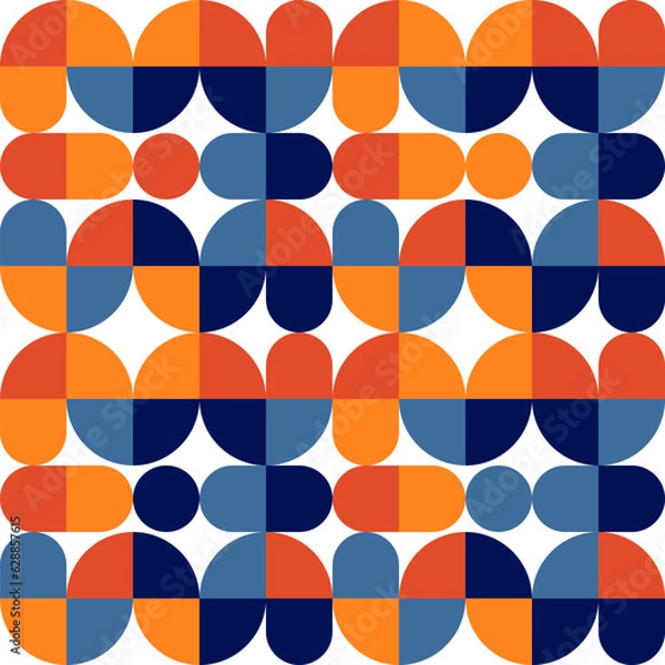 Fototapeta Geometric Mosaic Abstract Pattern Decorative Ornament Background Wall Vector Illustration Red Blue Orange