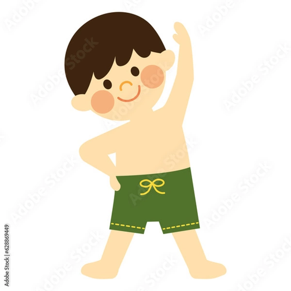 Obraz 水着で体操する男の子