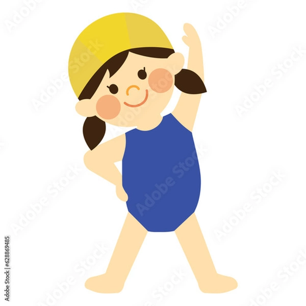 Obraz 水着で体操する女の子