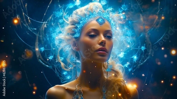 Obraz The Starseed Portrait Collection : Pleiadian .Spiritual Awakening Soul Calling Galactic Council Concept. New Age Consciousness Enlightenment.