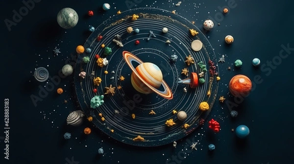 Obraz Celestial Ballet: Planets in Harmonious Orbit Around the Sun