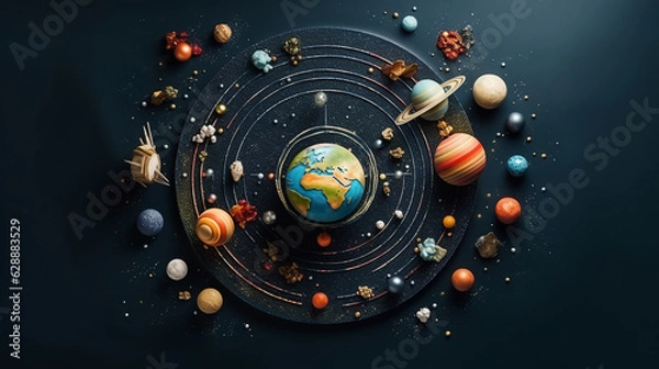 Obraz Celestial Ballet: Planets in Harmonious Orbit Around the Sun