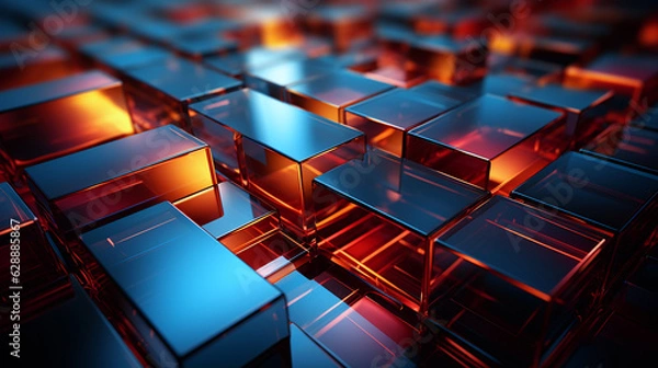 Obraz futuristic squares abstract background, generative ai