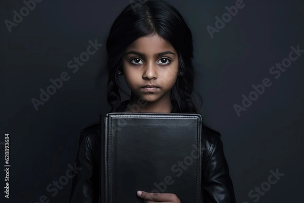 Fototapeta A Mysterious Young Girl with a Leather Notebook Fictional Character Created By Generative AI