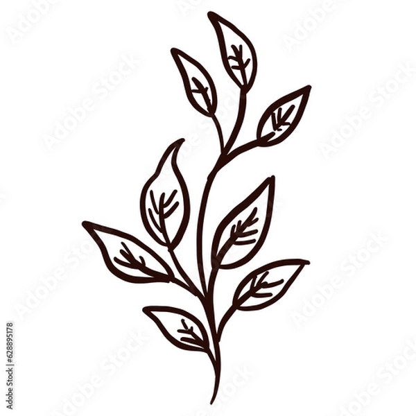 Obraz floral line art doodle element, for background, wallpaper, pattern 
