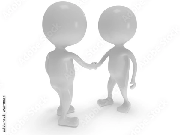 Obraz 3d two white people shake hands.