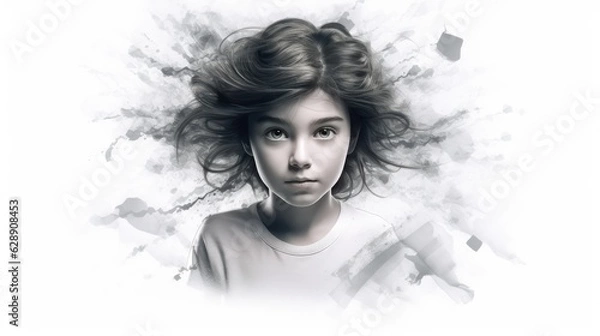 Fototapeta Enigmatic Little Girl Fictional Character Created By Generative AI