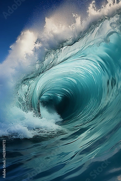 Fototapeta breathtaking close-up of sea waves in motion - generative AI