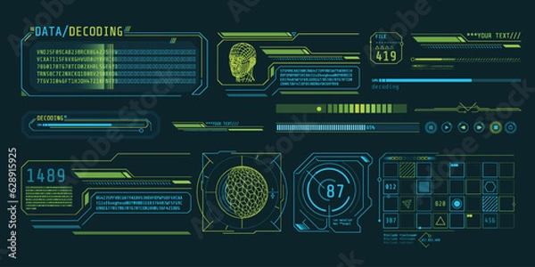 Fototapeta HUD interface design for decoding big data.