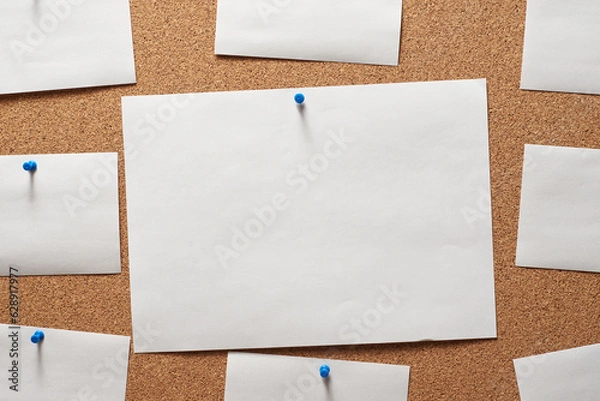 Obraz Office Cork Board for notes with empty notes