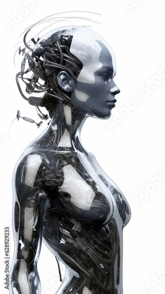 Obraz Robot concept of female humanoid made with AI generative image