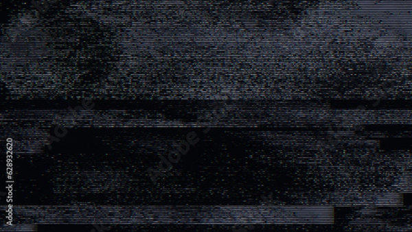 Fototapeta Glitch Noise Static Television VFX. Wizualne efekty wideo Paski Tło, ekran telewizora CRT Brak efektu usterki sygnałowej