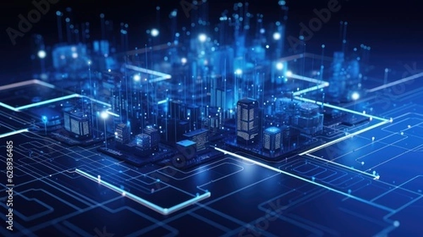 Obraz minimal networking technology background big data connectivity software development wallpaper