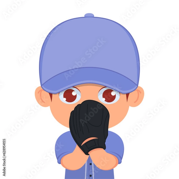 Obraz Cute boy preparing to throw baseball ball with enthusiastic face