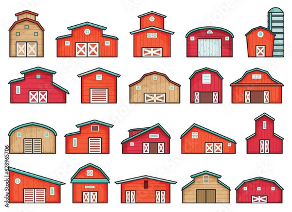 Fototapeta Barn vector color icon. Isolated color set icon granary.Vector illustration barn on white background .