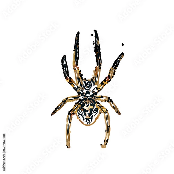 Obraz Color sketch of spider with transparent background