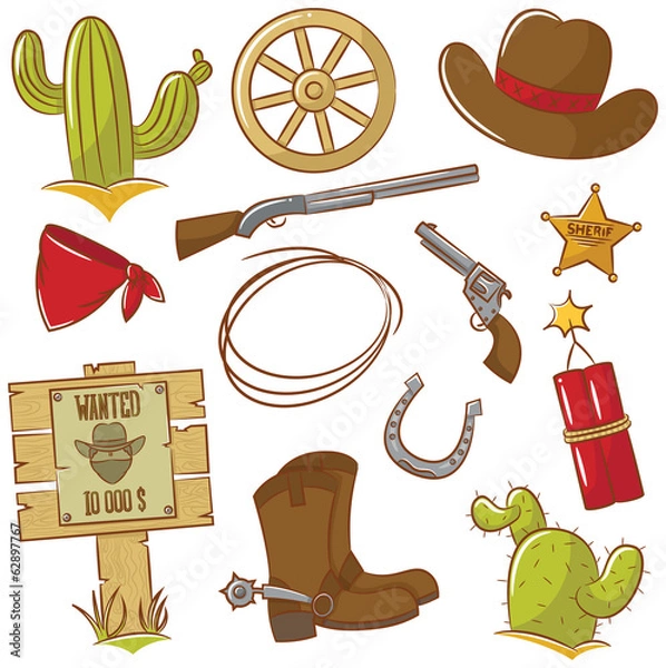 Obraz Cowboy Icons Set