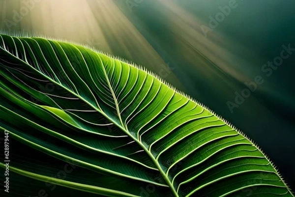 Fototapeta green leaf background by AI generating