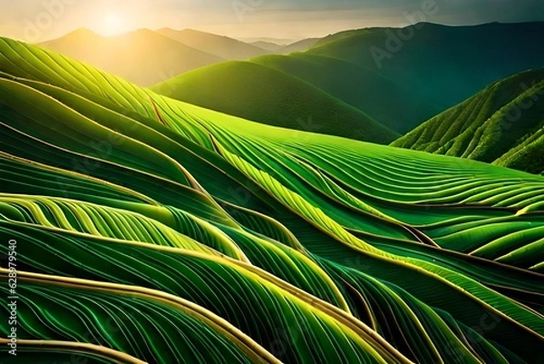 Obraz green rice field by AI generating