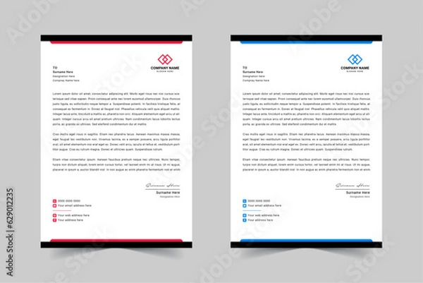 Obraz Modern Corporate Business Letterhead Design Template With Red, Blue, Green and Yellow