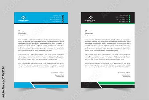 Obraz Modern Corporate Business Letterhead Design Template With Red, Blue, Green and Yellow