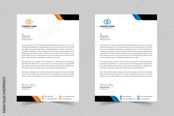 Obraz Modern Corporate Business Letterhead Design Template With Red, Blue, Green and Yellow