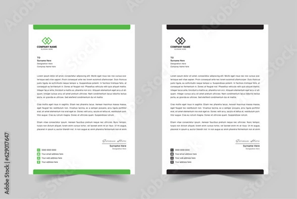 Obraz Modern Corporate Business Letterhead Design Template With Red, Blue, Green and Yellow