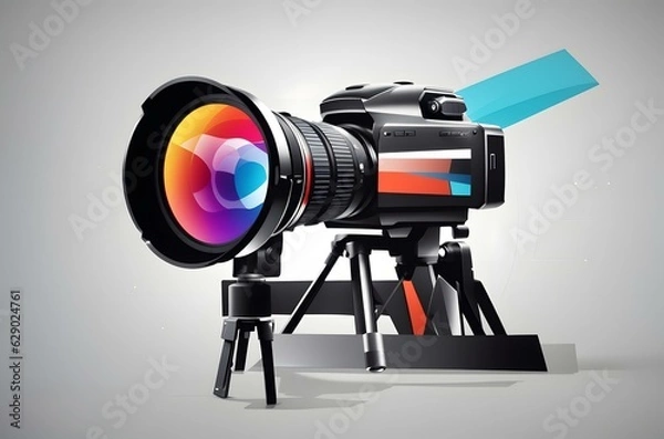 Fototapeta A camera with a blue light Generative AI