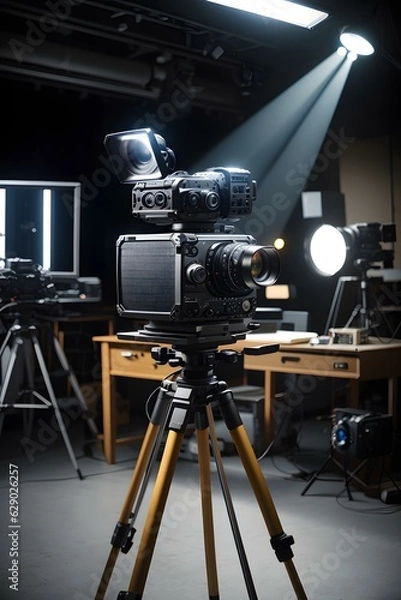 Obraz A camera on a tripod Generative AI