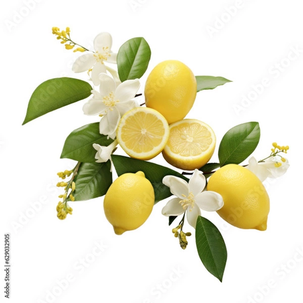 Fototapeta Citrus Blossom Botanical Design isolated on transparent background.