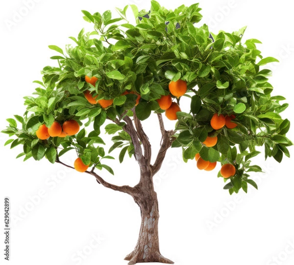 Fototapeta PNG Orange tree up close and isolated. orange tree with isolated background and leaves.