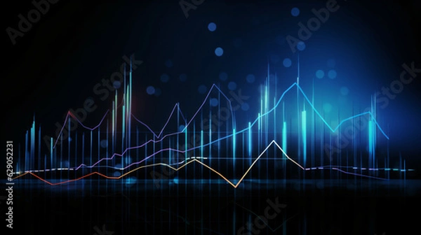 Fototapeta Futuristic raise arrow chart digital transformation abstract technology background
