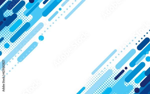 Fototapeta 青い斜線とドットの背景イラスト