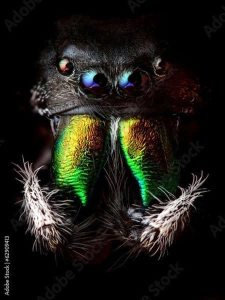 Fototapeta Phidippus audax jumping spider head closeup