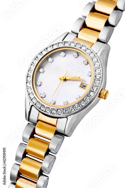 Obraz Silver and gold exclusive watch isolated