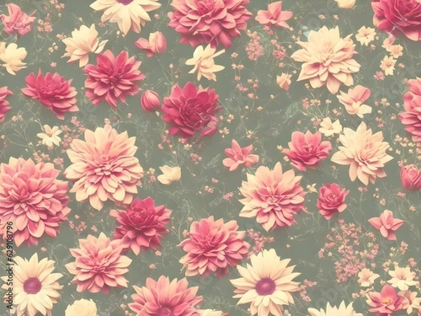 Obraz Vintage Floral Pattern, Generative AI Illustration