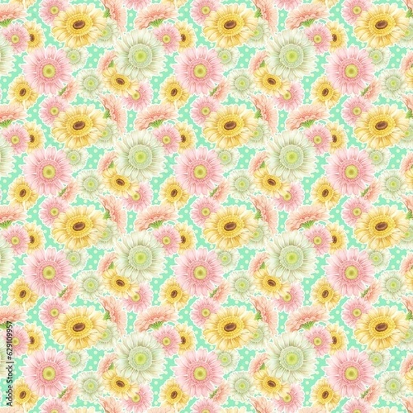 Obraz background, pattern, design, white, cute, vector, cartoon, animal, nature, blue, texture, textile, fabric, illustration, leaf, ornament, print, spring, summer, blossom, backdrop, colorful, art