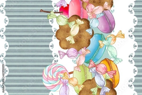 Obraz background, pattern, design, white, cute, vector, cartoon, animal, nature, blue, texture, textile, fabric, illustration, leaf, ornament, print, spring, summer, blossom, backdrop, colorful, art