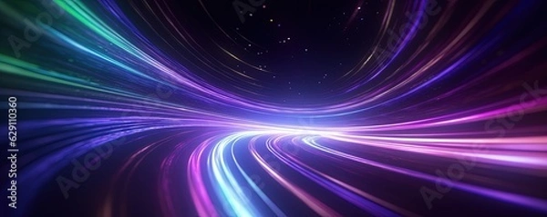 Fototapeta abstract futuristic background with pink blue glowing neon moving high speed wave lines and bokeh lights. Data transfer concept Fantastic wallpaper