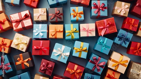 Obraz たくさんのプレゼントボックス