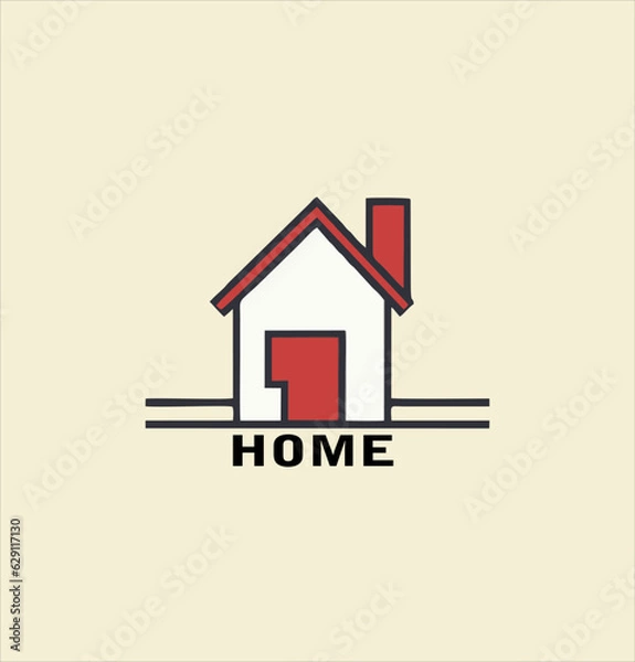 Fototapeta minimal line logo house of real state, flat vector.
