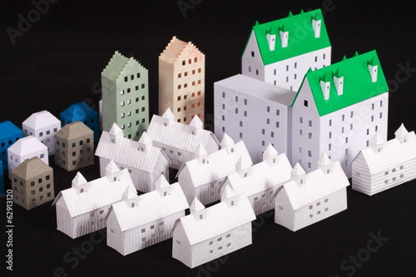 Obraz  ペーパークラフトの建築物・ビルディング・住宅（プロパティリリース有り）